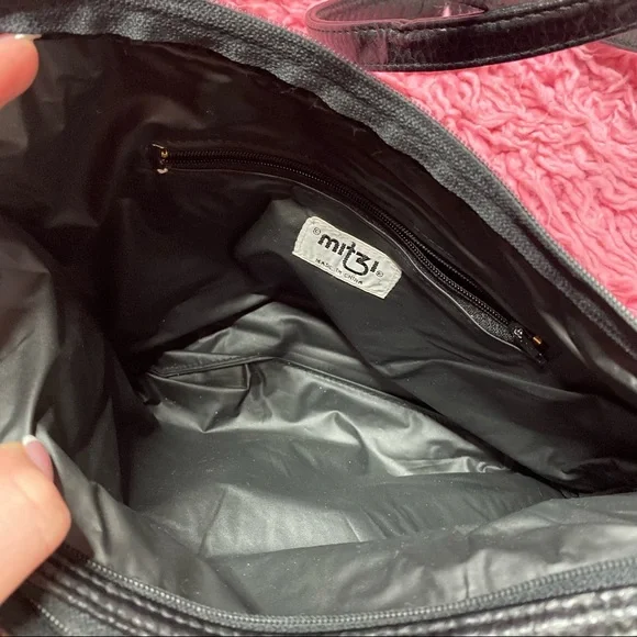 MITZI INTERNATIONAL BLACK FAUX LEATHER VINTAGE HANDBAG - Picture 5 of 7